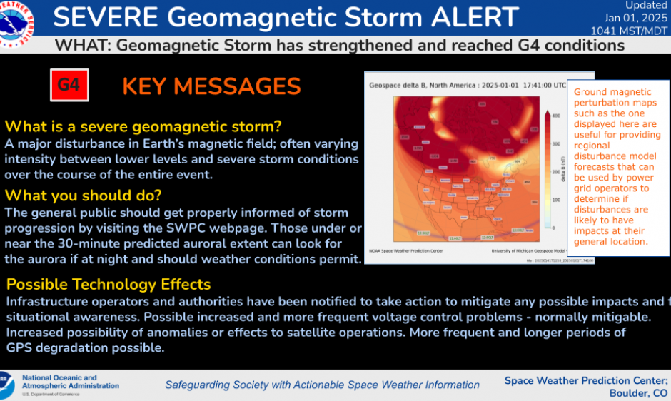 G4 (Severe) Geomagnetic Storm Alert Threshold Reached at 1241 ET