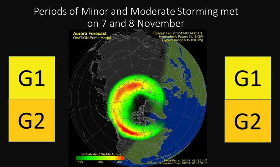 Auroral Oval for G1-G2 storming on 8 Nov, 2017