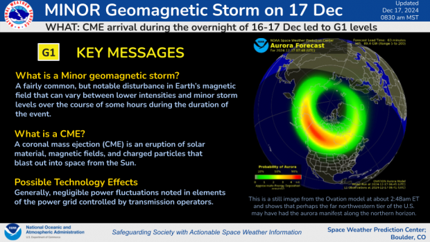 G1 (Minor) Storm Levels Reached 17 December 2024